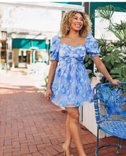 Load image into Gallery viewer, Colby Puff Sleeved Blue Dress
