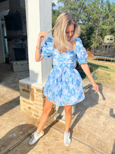 Load image into Gallery viewer, Colby Puff Sleeved Blue Dress
