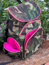 Load image into Gallery viewer, Camo &amp; Pink Makeup Junkie Backpack
